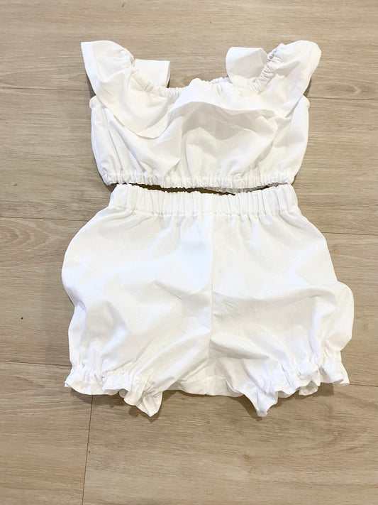 Crop Top and Panty Bloomer Set - Cotton White