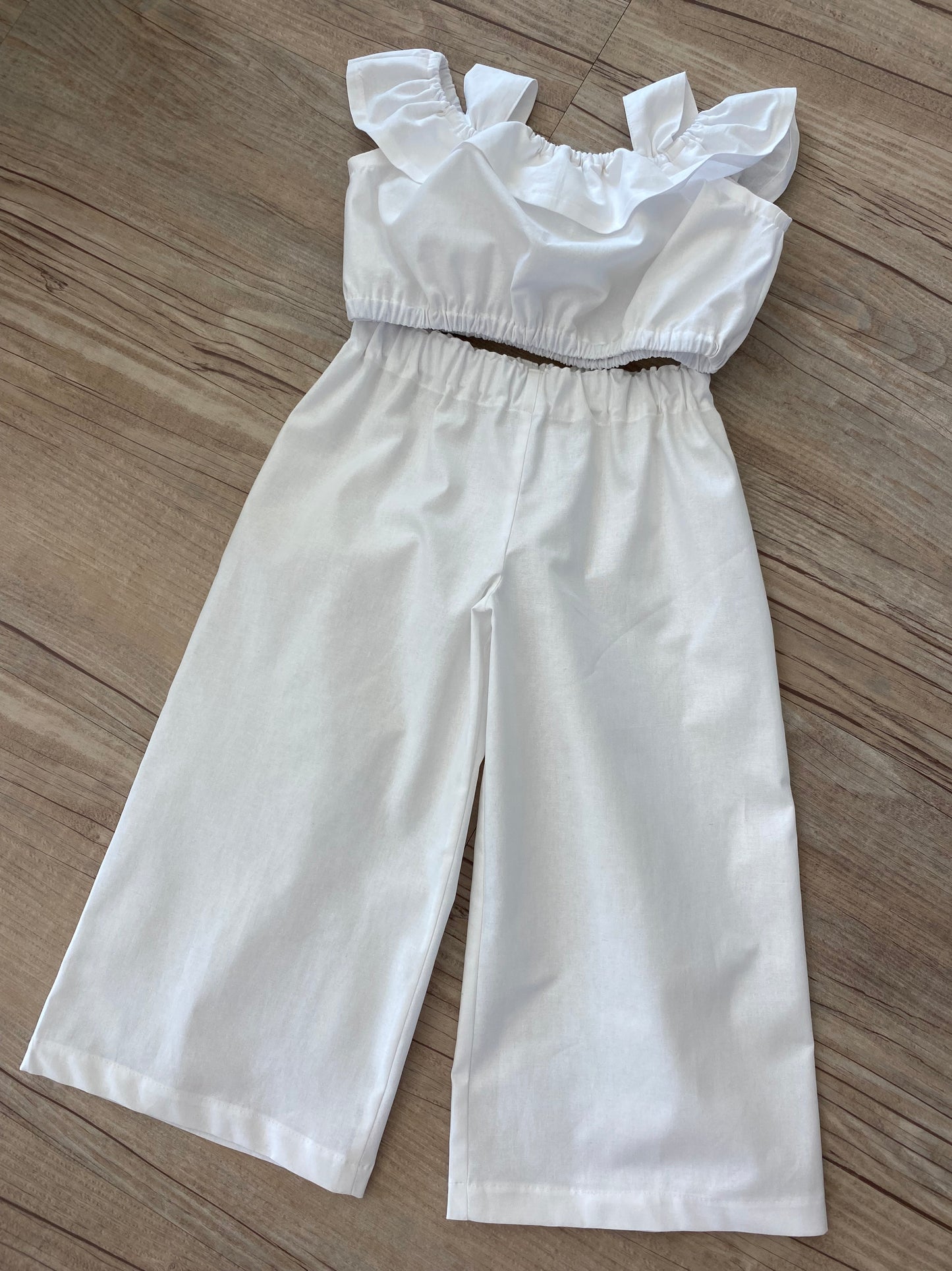 Crop Top and Colette Pant Set - Cotton White