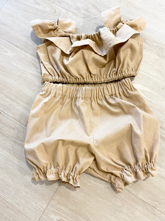 Crop Top snd Panty Bloomer Set - Cotton Caramel