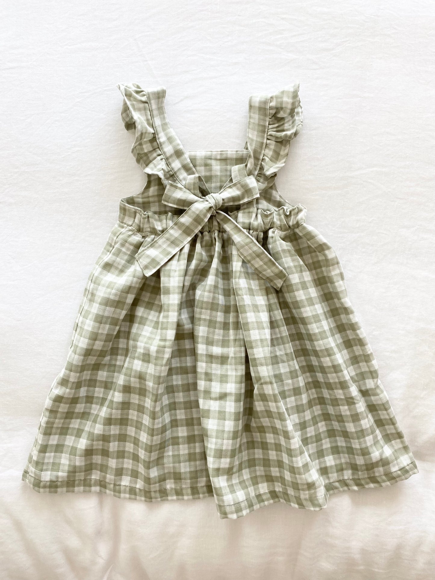 Marigold Dress - Cotton Double Cloth Gingham Sage