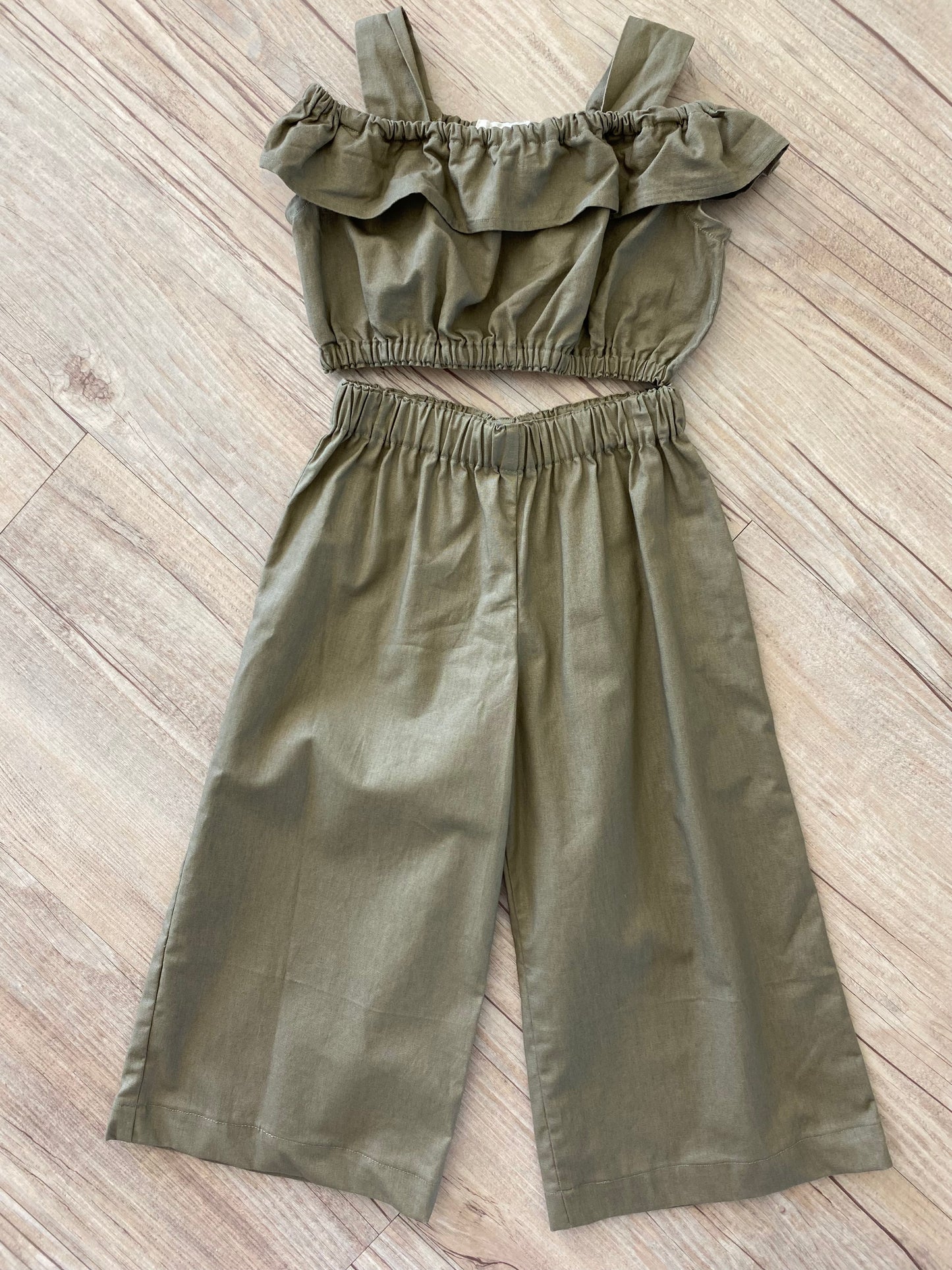 Crop Top and Colette Pant Set - Cotton Khaki