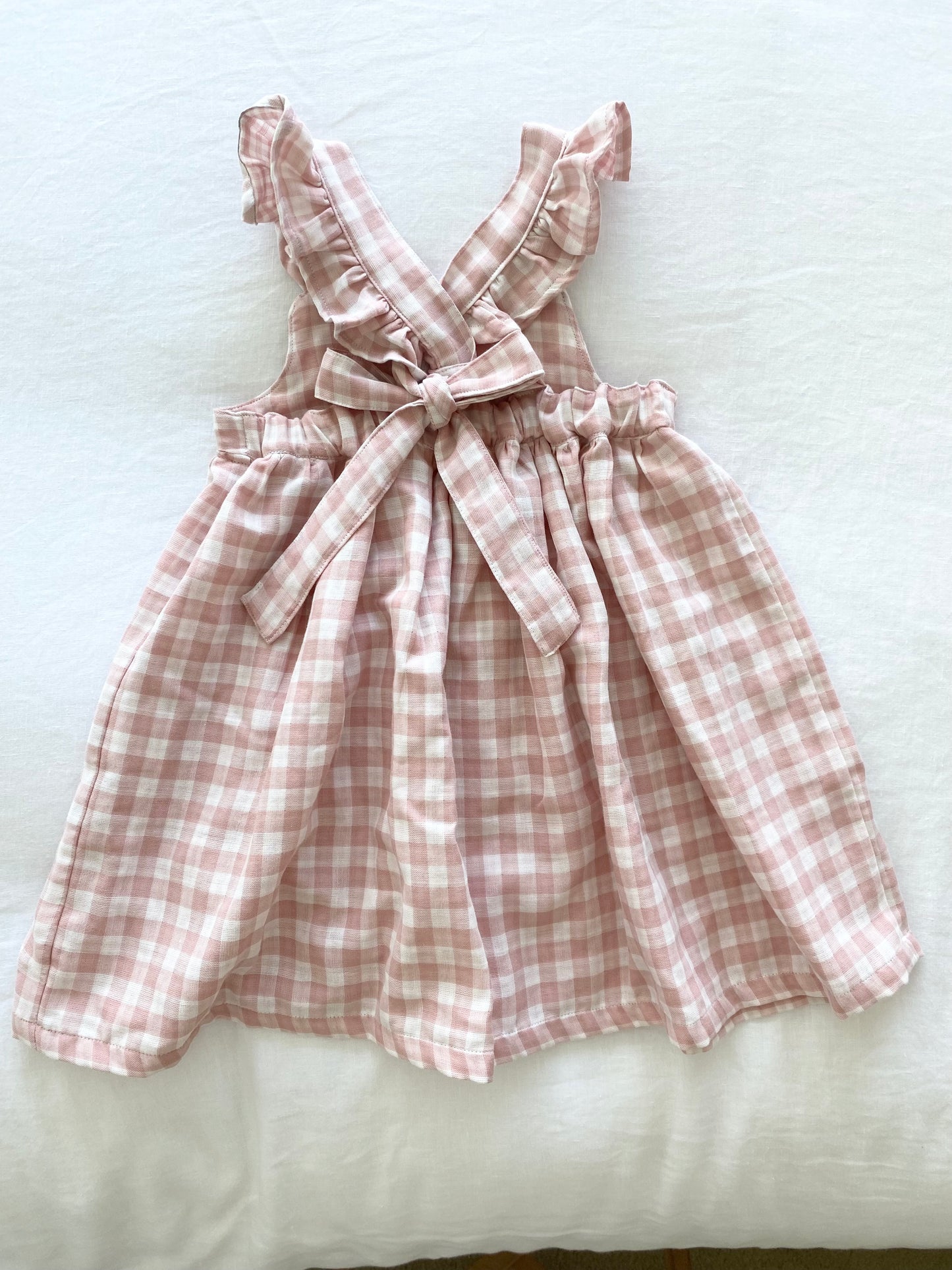 Marigold Dress - Cotton Double Cloth Gingham Pink