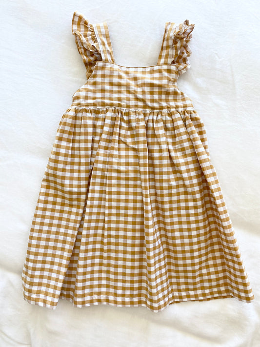 Marigold Dress - Cotton Gingham Golden Spice