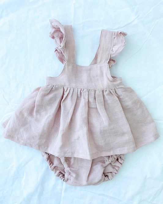 Marigold Peplum Set - Cotton Linen Dusty Pink