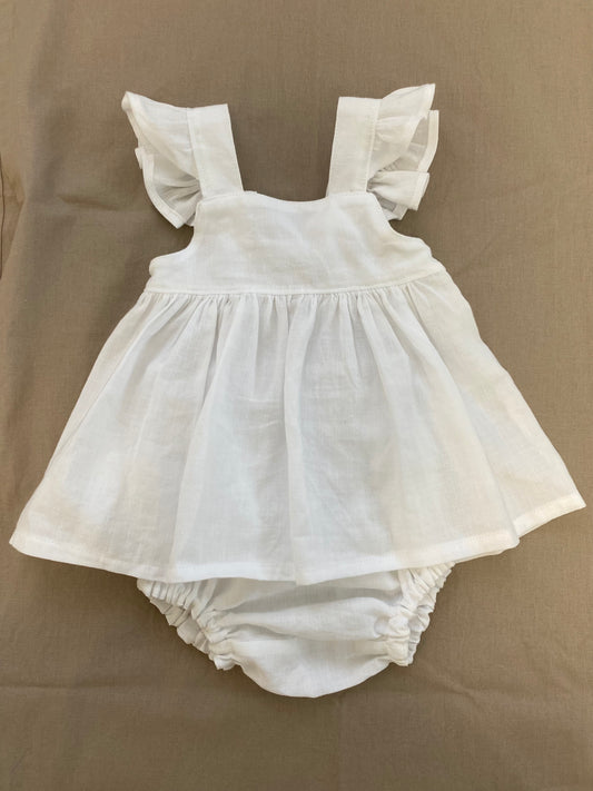 Marigold Peplum Set - Linen Cotton White