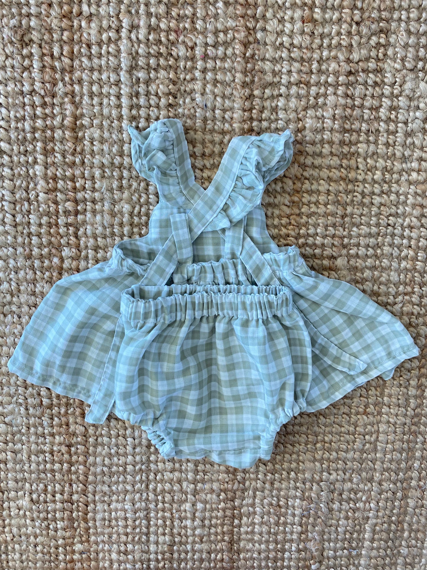 Marigold Peplum Set - Cotton Double Cloth Gingham Sage