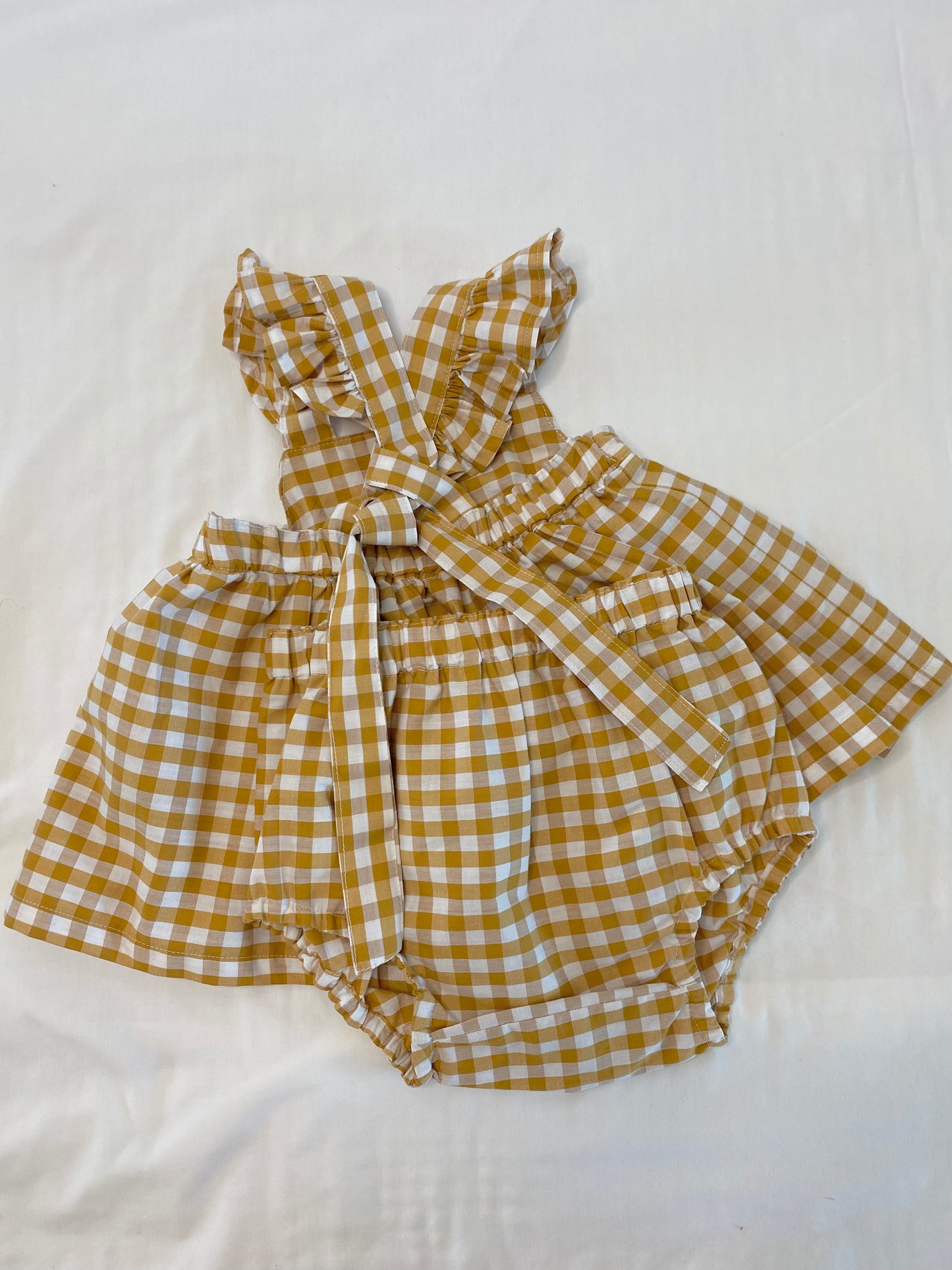 Marigold Peplum Set - Cotton Gingham Golden Spice