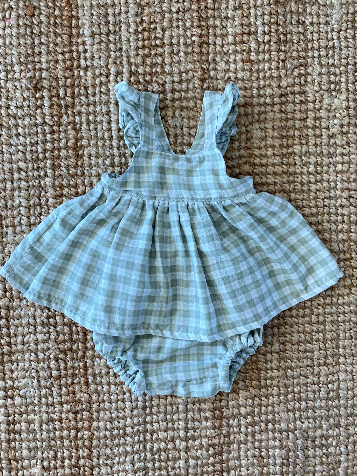 Marigold Peplum Set - Cotton Double Cloth Gingham Sage