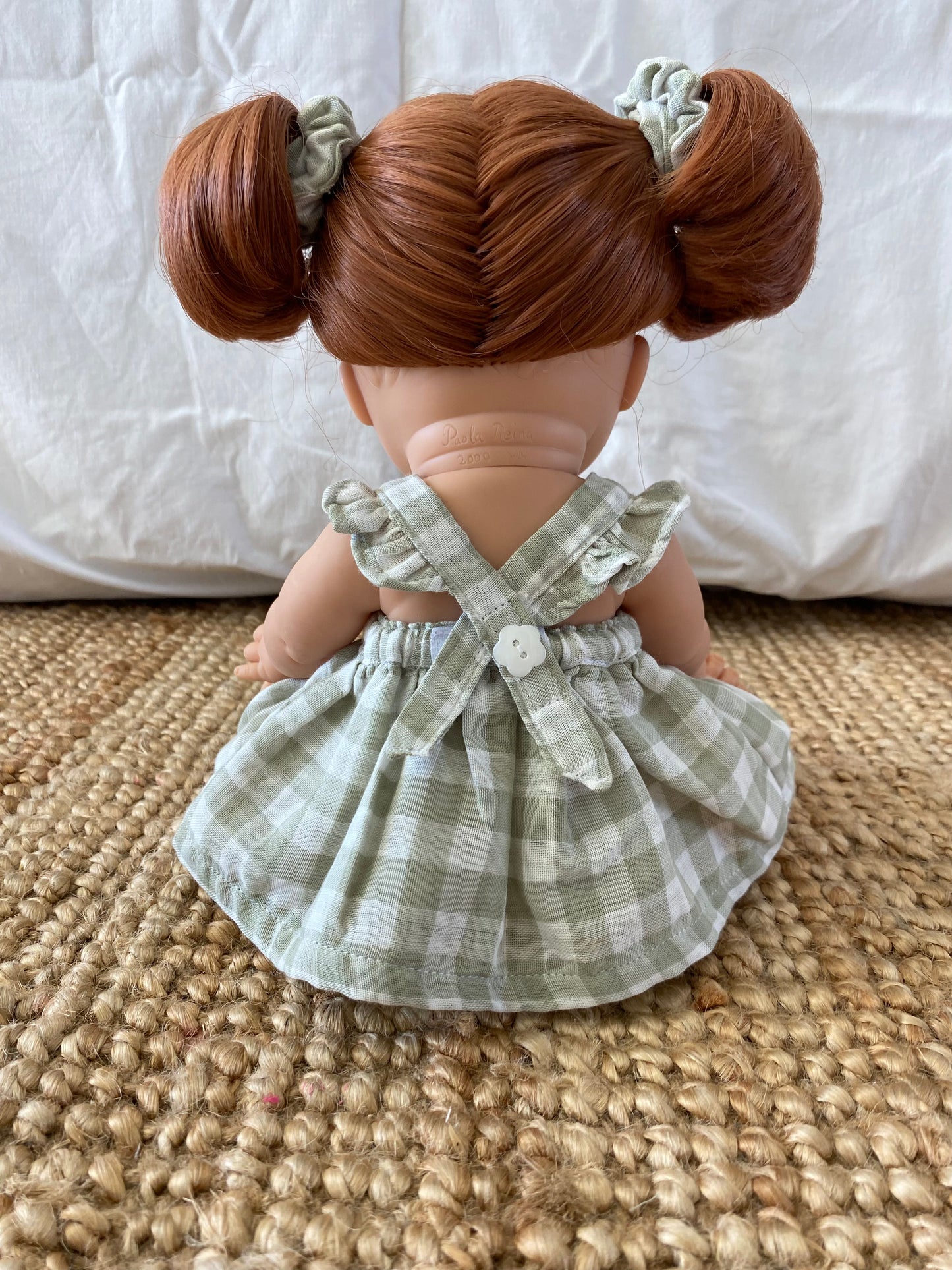 Dolls Dress - Cotton Double Cloth Gingham Sage