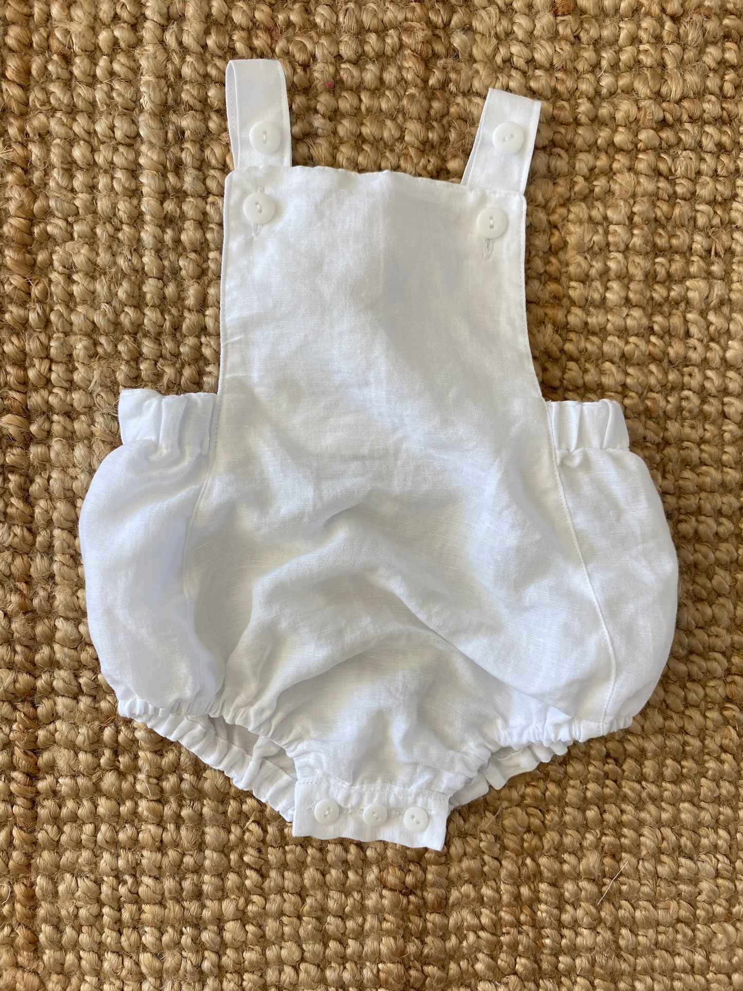 Unisex Romper -  Linen Cotton White