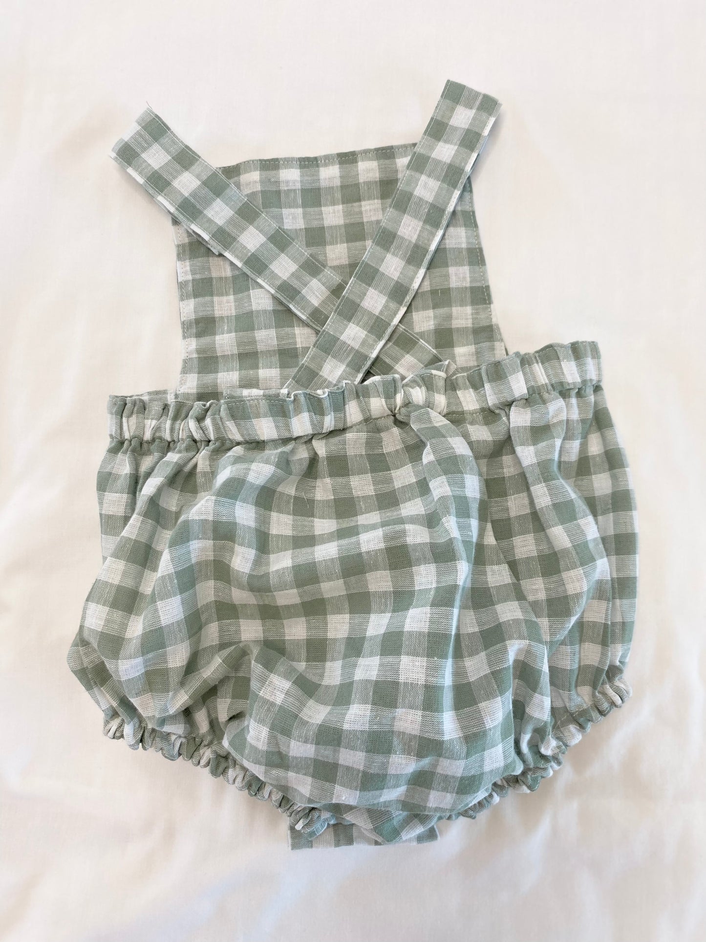 Unisex Romper - Cotton Gingham Mint