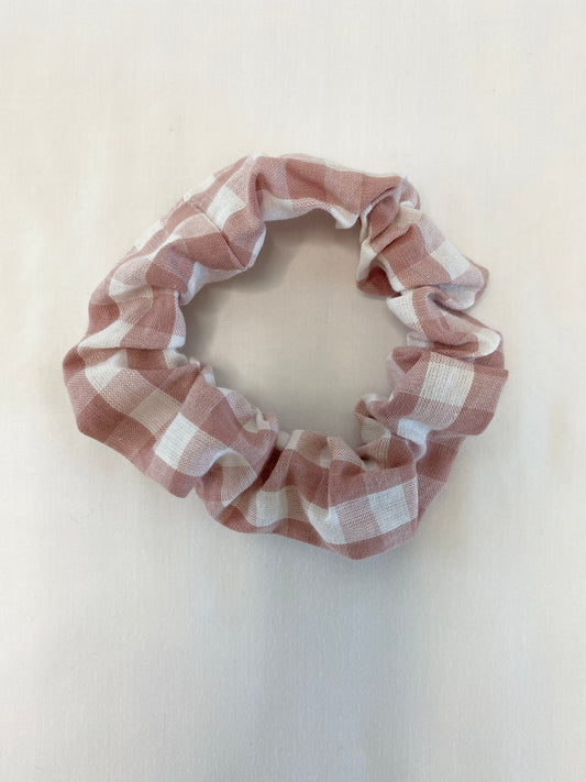 Scrunchies - Cotton Gingham Antique Pink