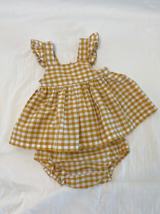 Marigold Peplum Set - Cotton Gingham Golden Spice