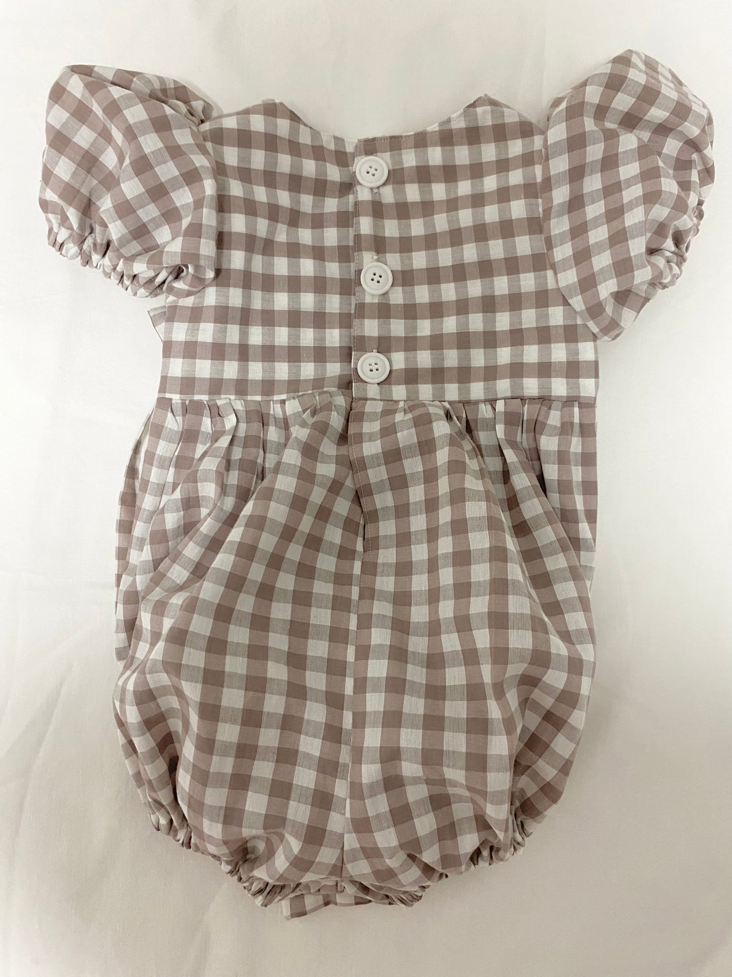 Ellis Wrap Romper - Cotton Gingham Mocha