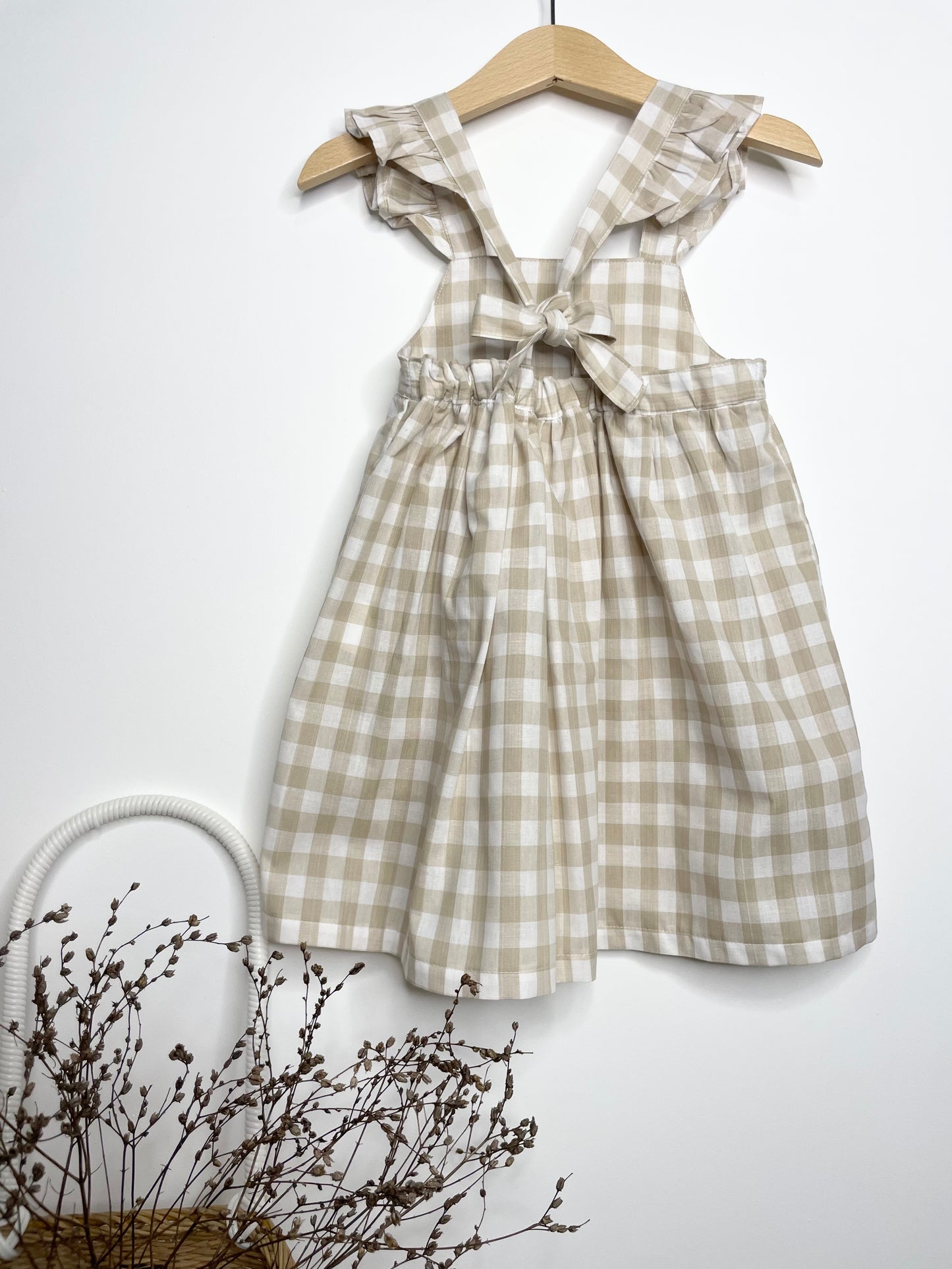 Marigold Dress - Cotton Gingham Beige