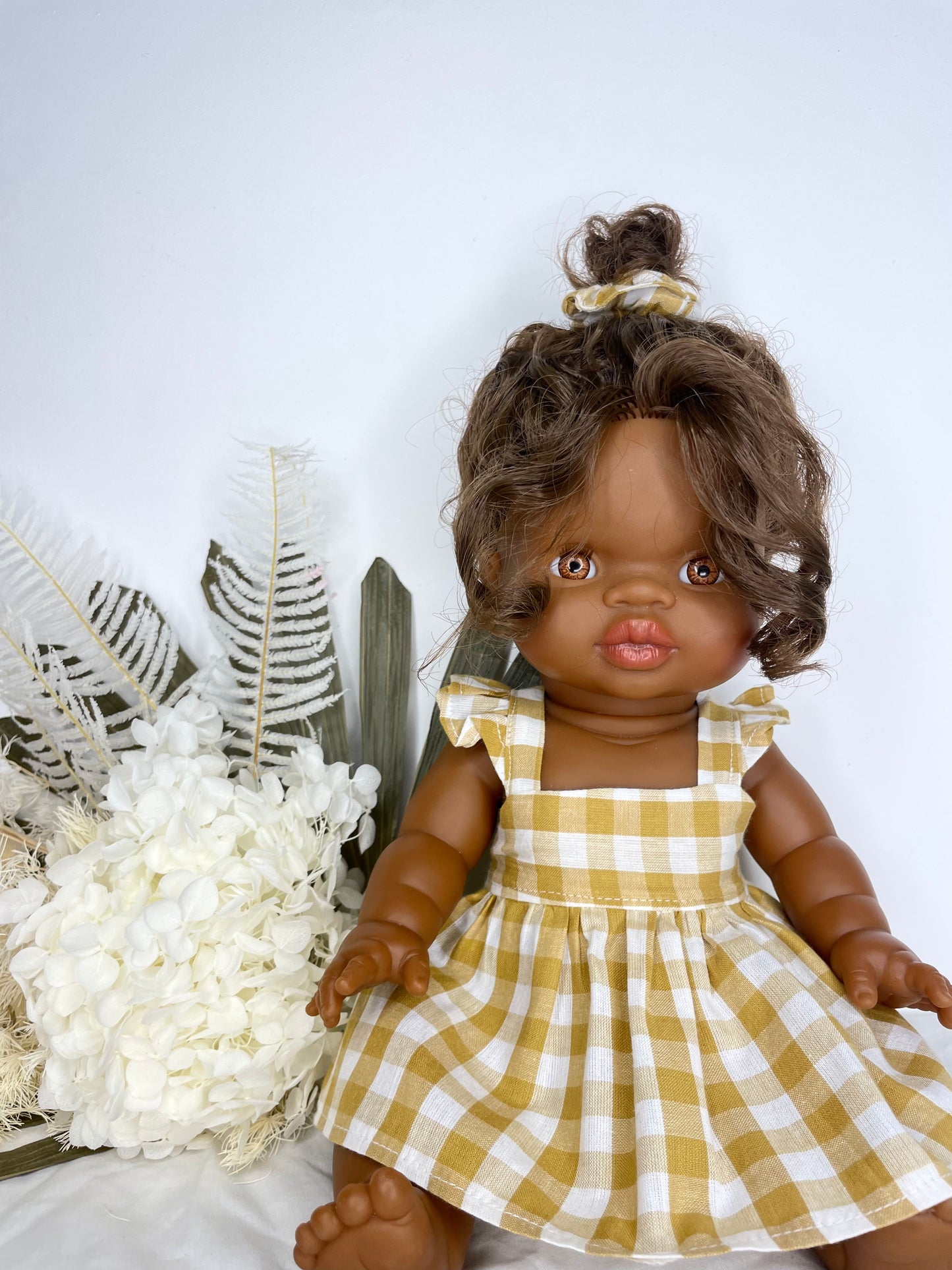 Marigold Dolls Dress - Cotton Gingham Mustard