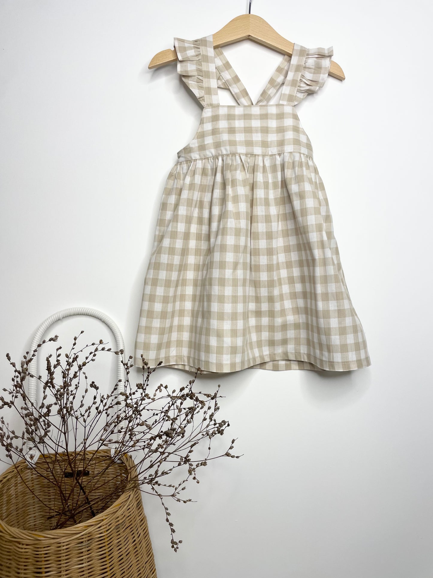 Marigold Dress - Cotton Gingham Beige