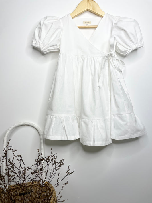 Ellis Wrap Dress - Cotton White