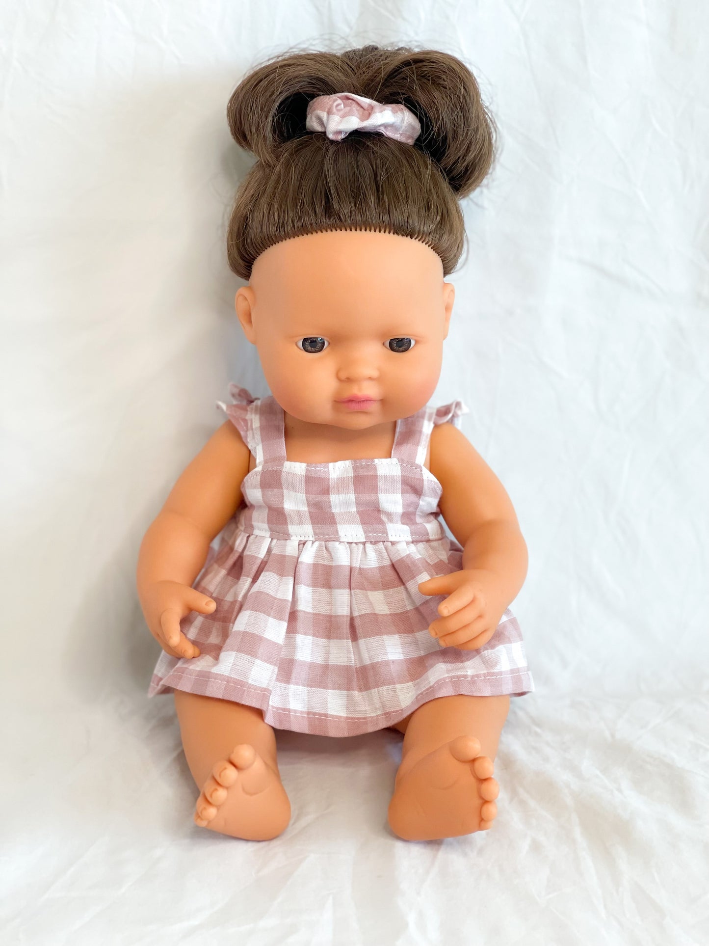 Marigold Dolls Dress - Cotton Gingham Antique Pink